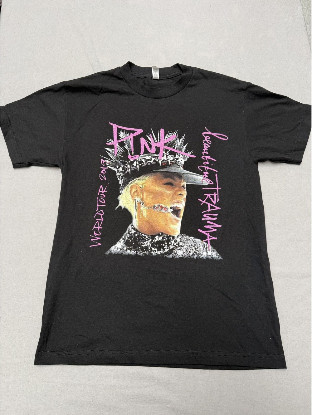 Pink Singer Tshirt Beautiful Trauma World Tour Tee 2 Sided M